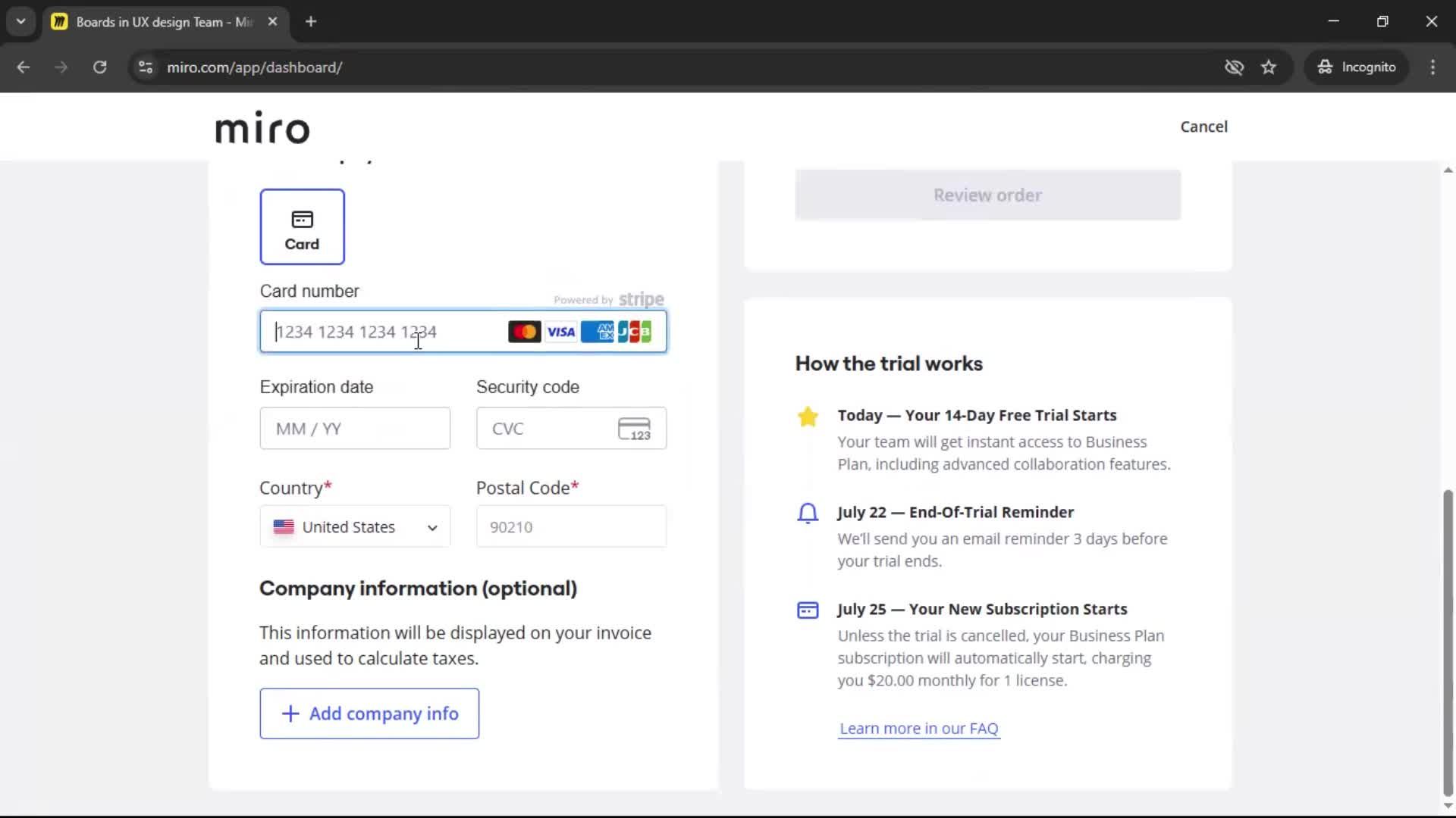 Upgrading your account screenshot