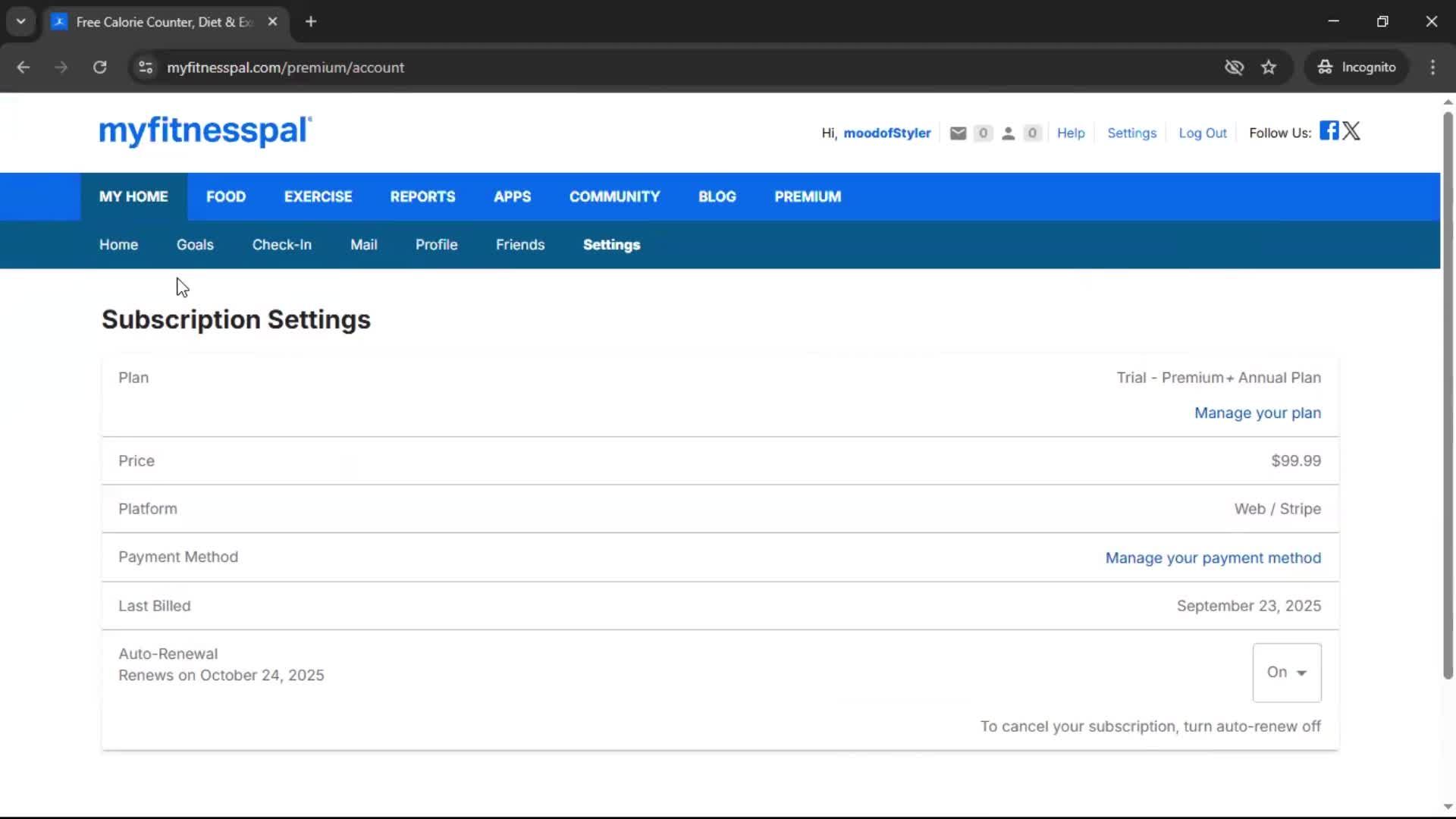 Upgrading your account screenshot