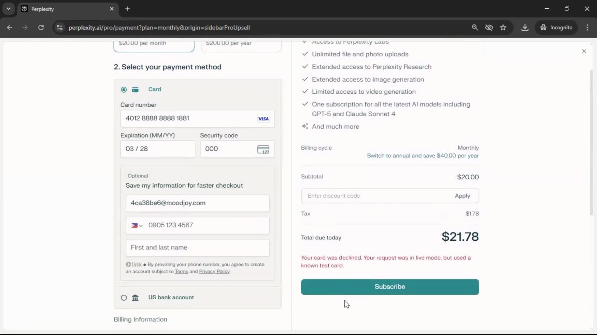 Upgrading your account screenshot