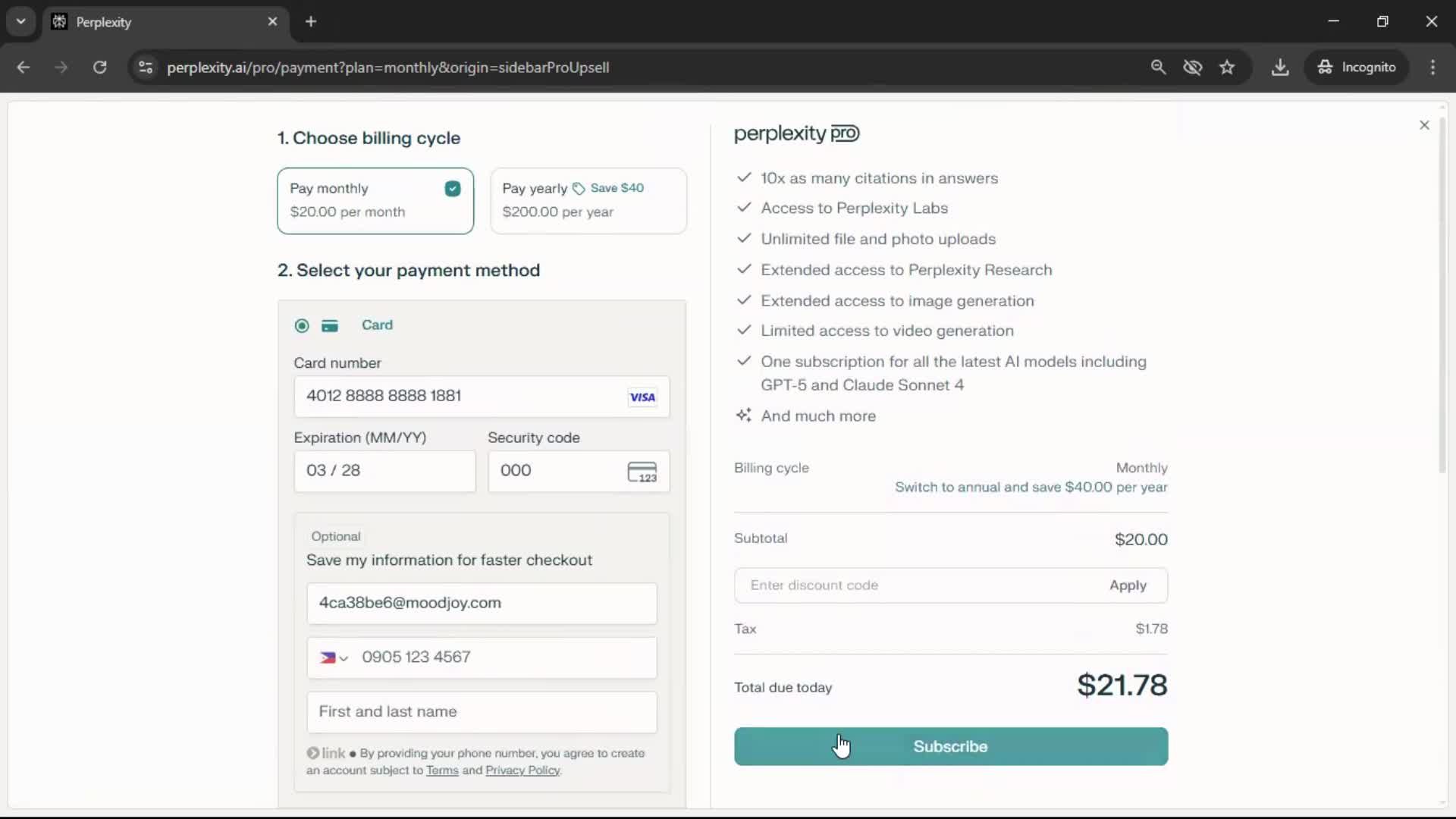 Upgrading your account screenshot