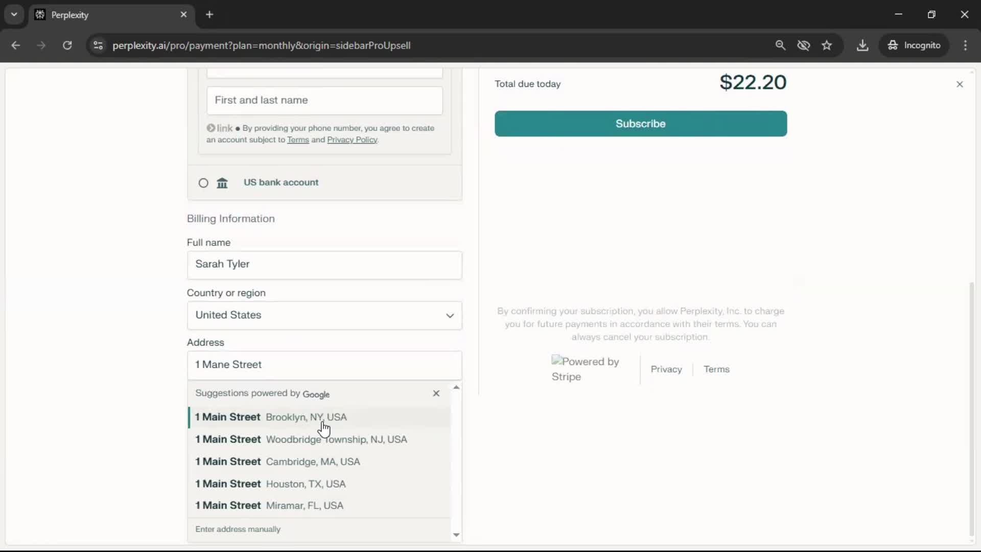 Upgrading your account screenshot
