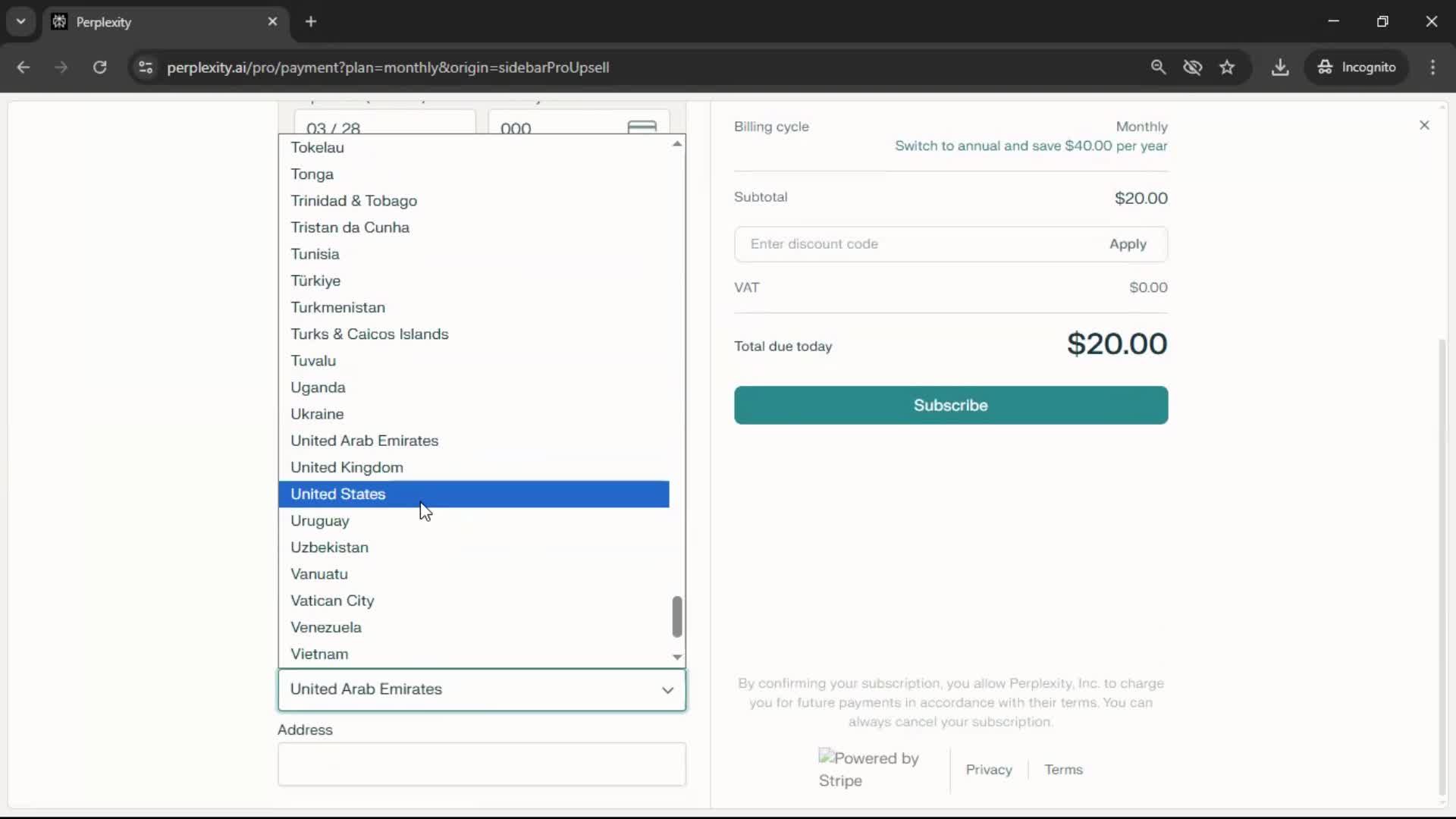 Upgrading your account screenshot