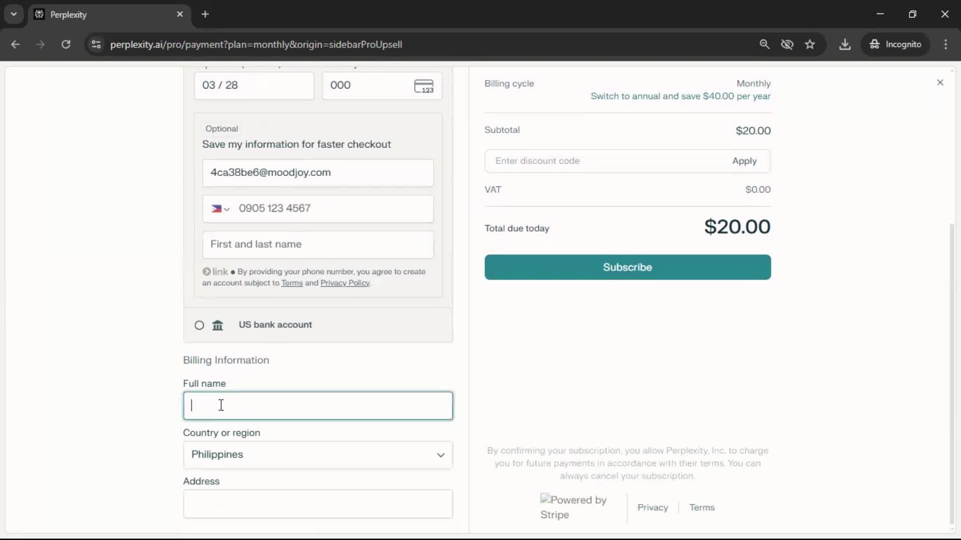Upgrading your account screenshot