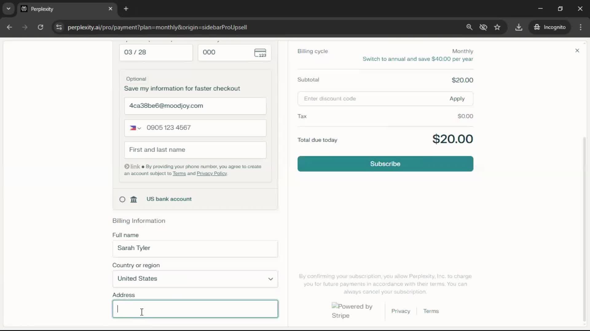 Upgrading your account screenshot