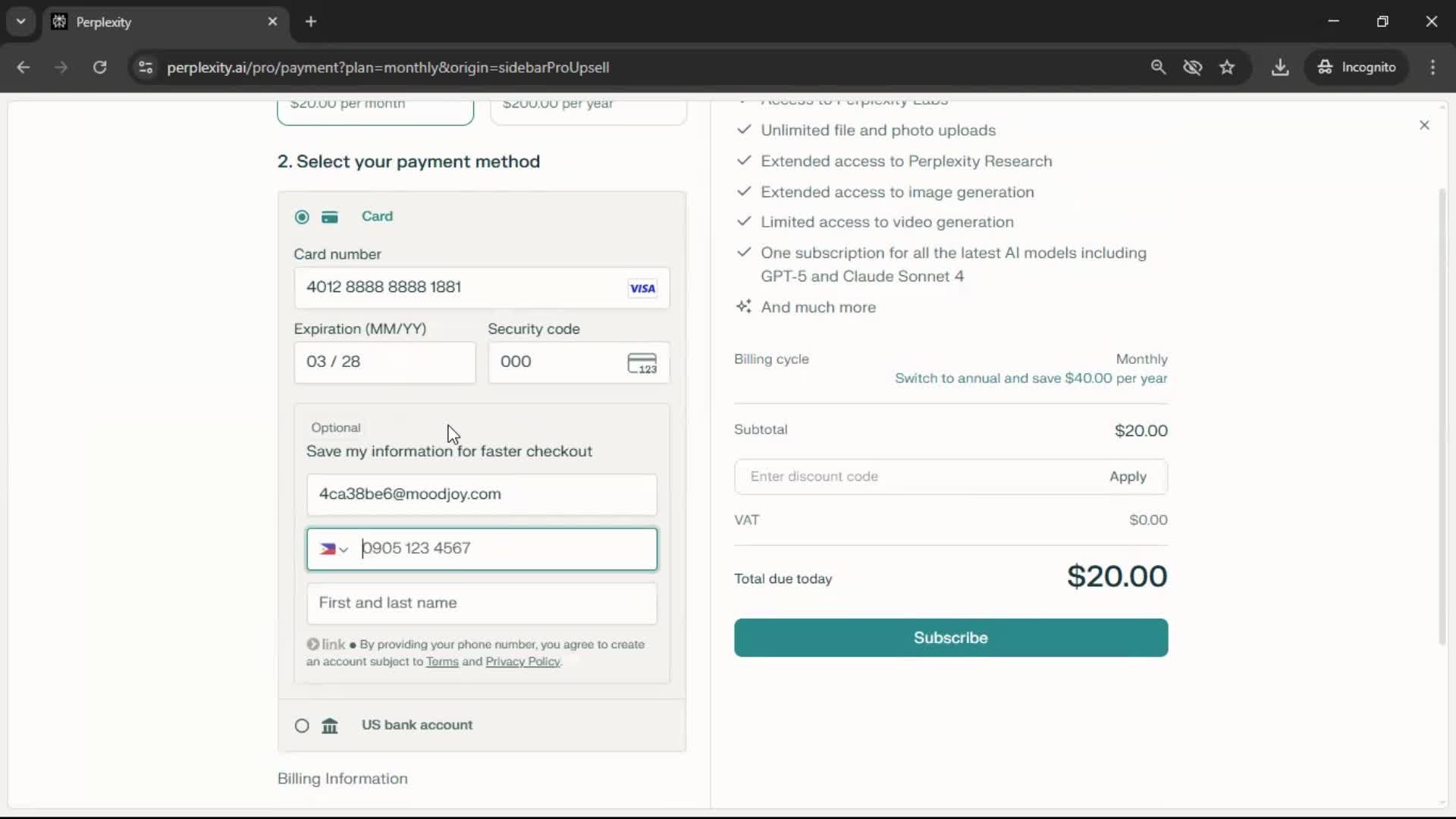 Upgrading your account screenshot