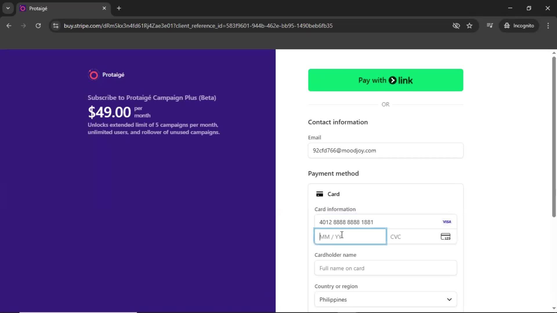 Upgrading your account screenshot