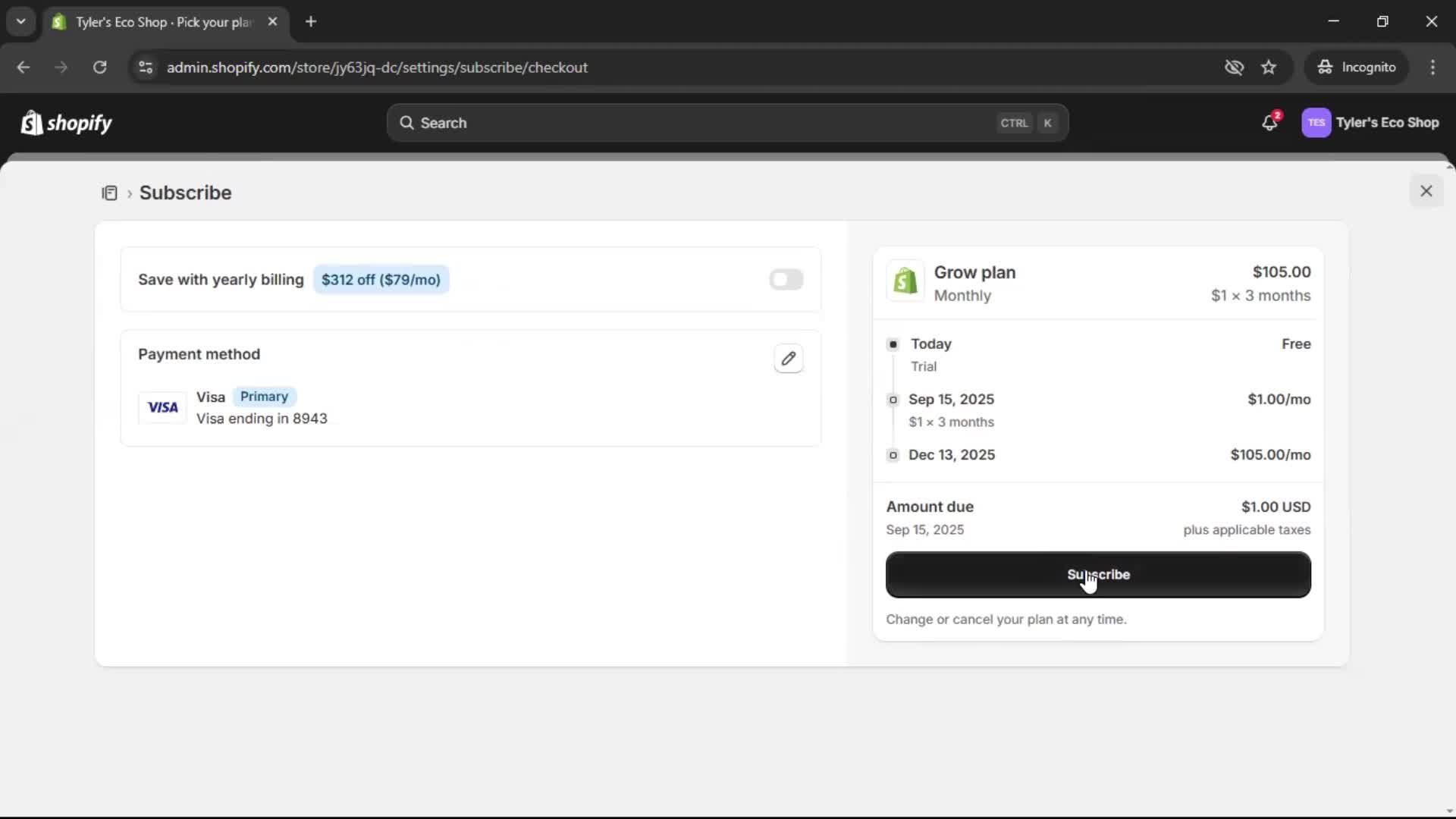 Upgrading your account screenshot