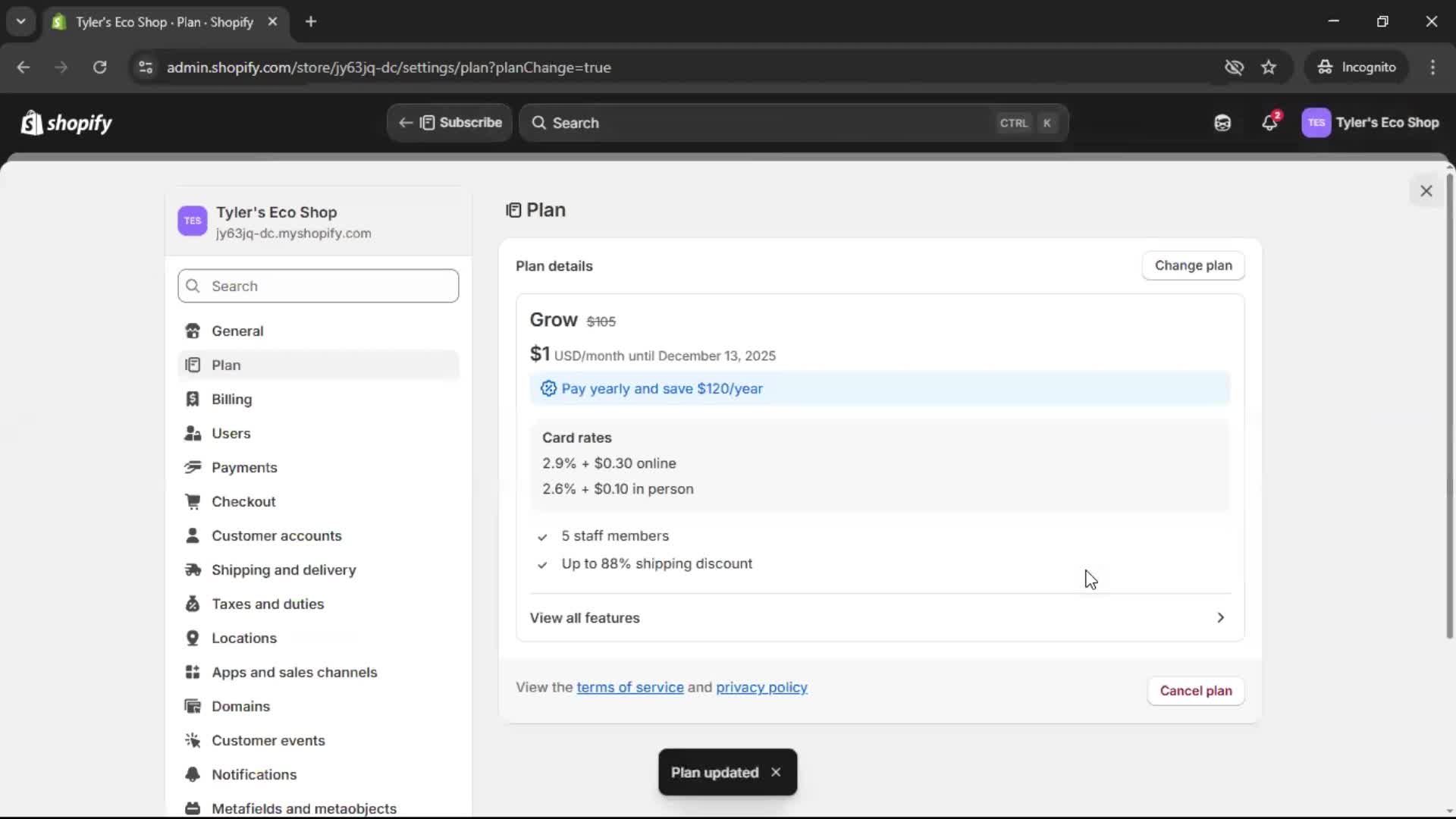 Upgrading your account on Shopify video thumbnail