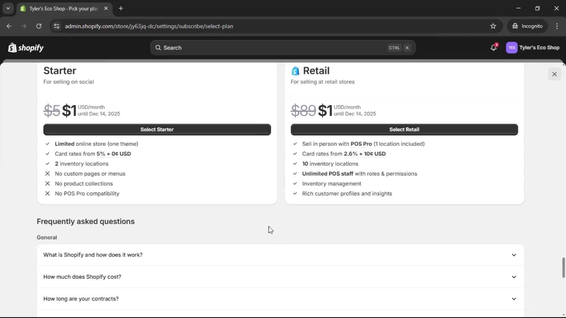 Shopify screenshot