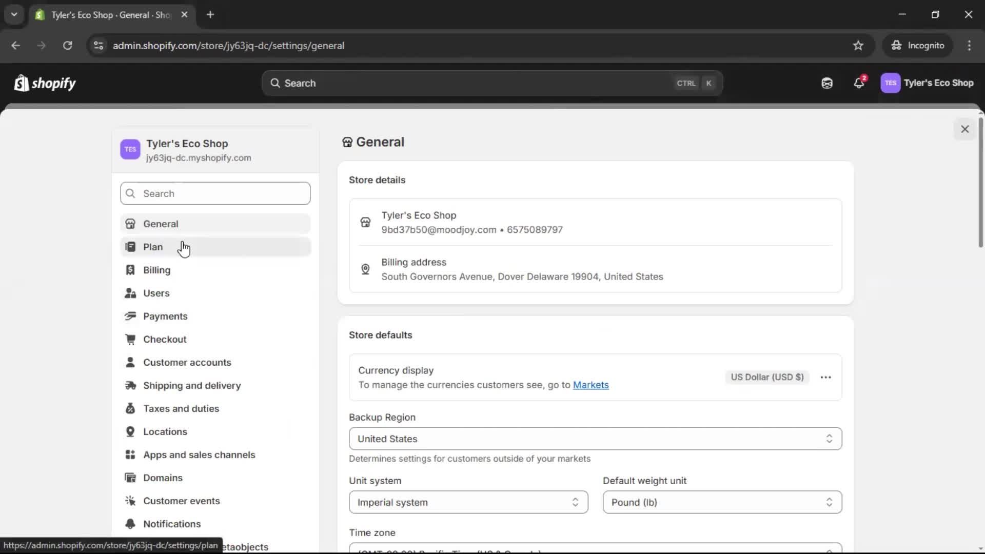 Shopify screenshot