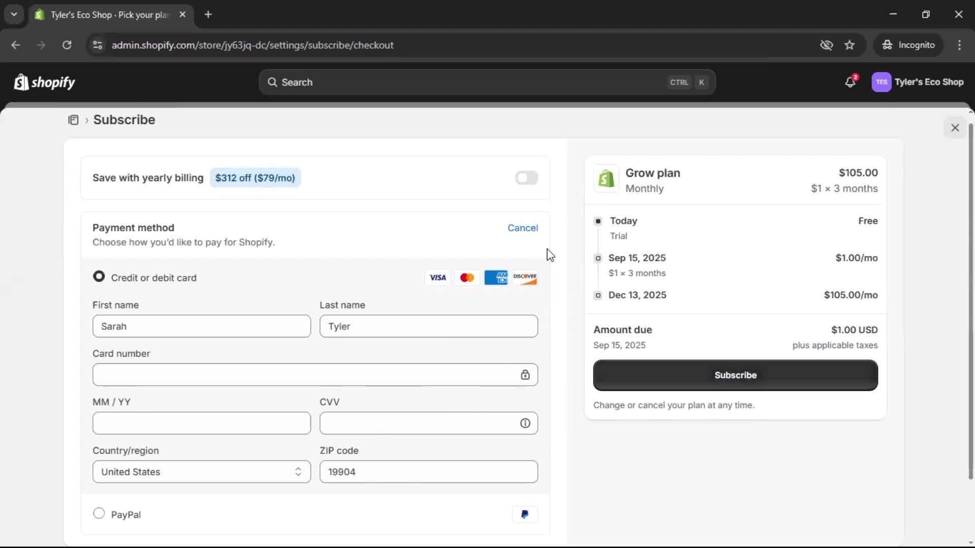 Upgrading your account screenshot