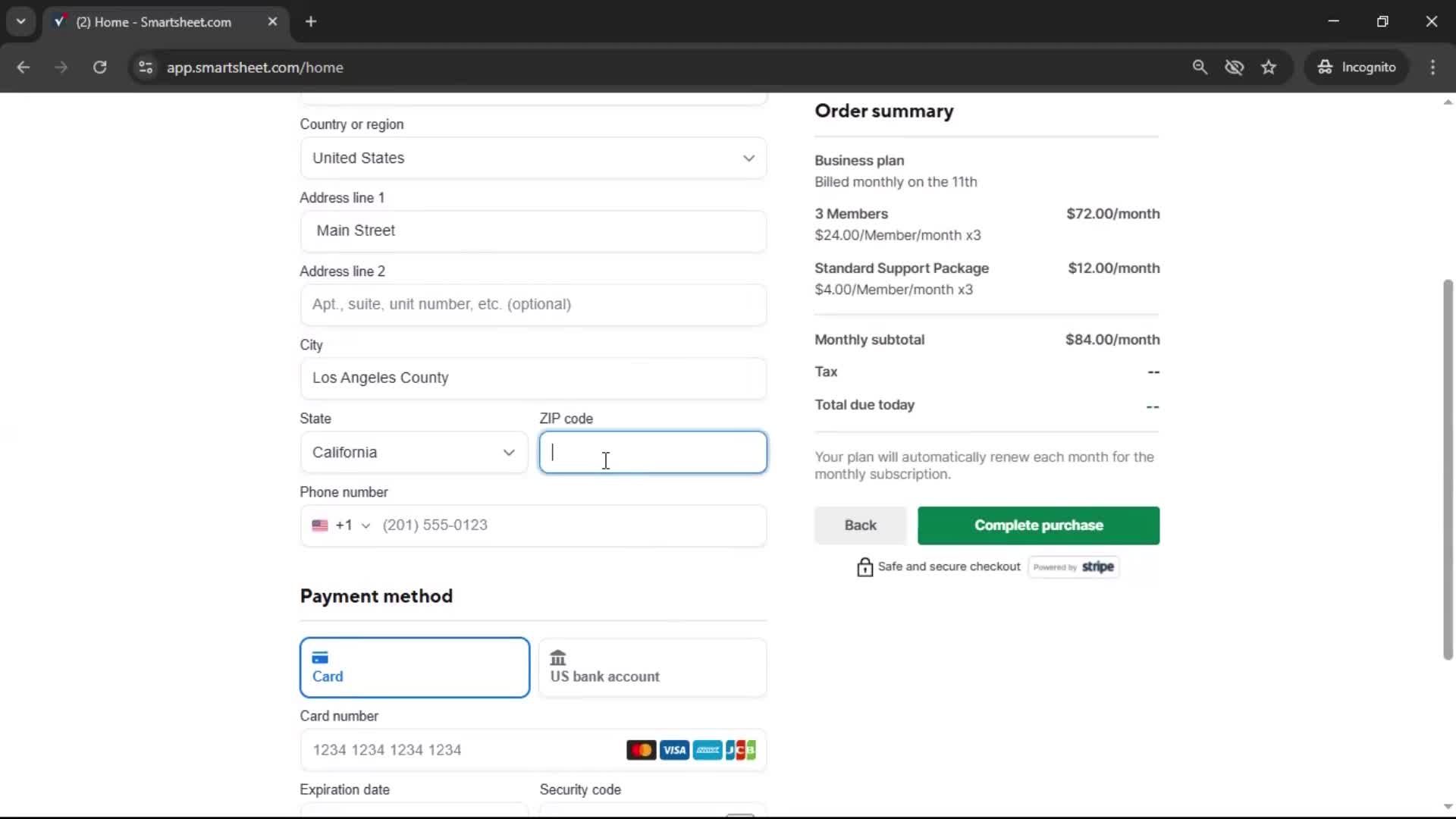 Upgrading your account screenshot