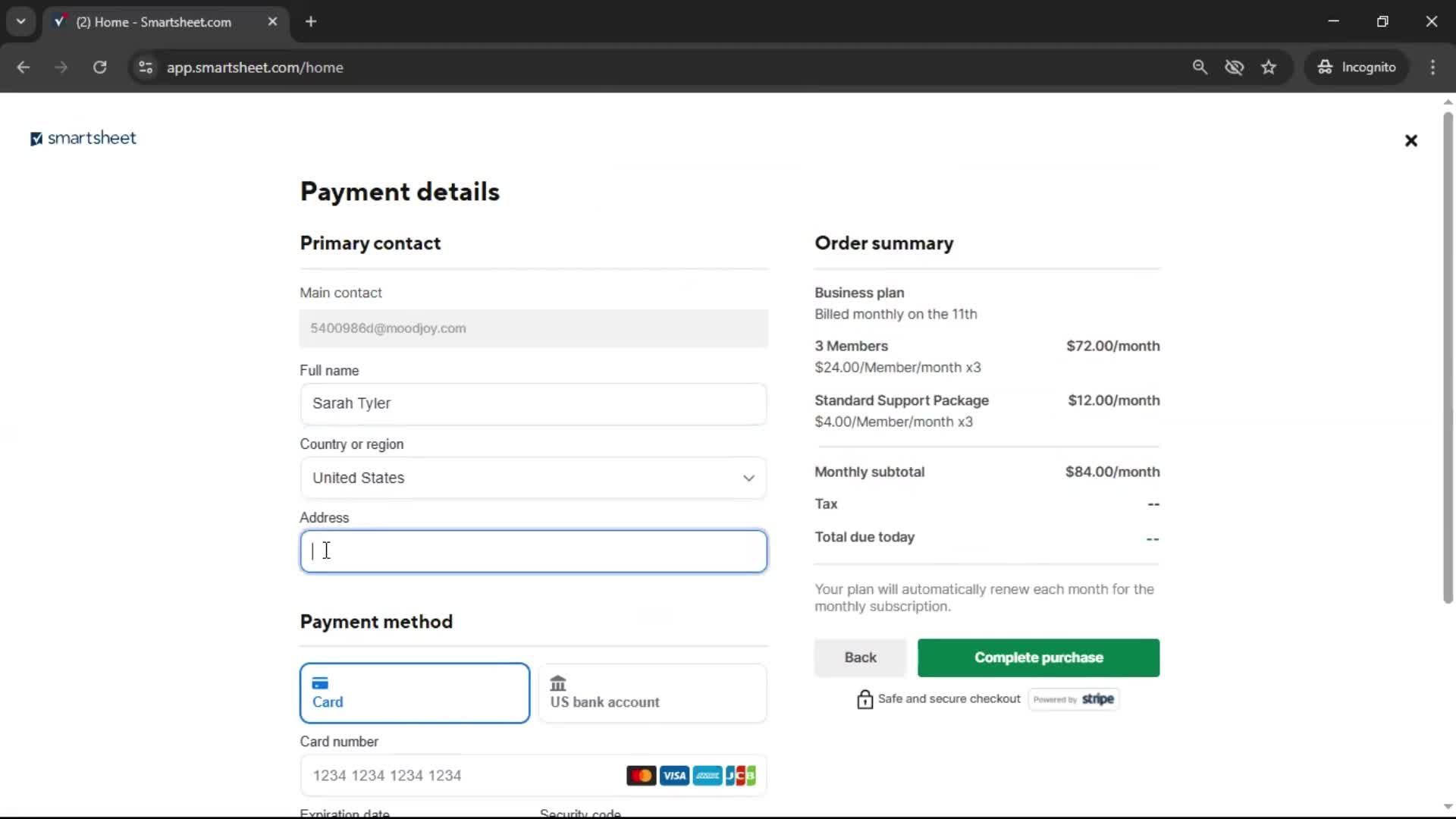 Upgrading your account screenshot
