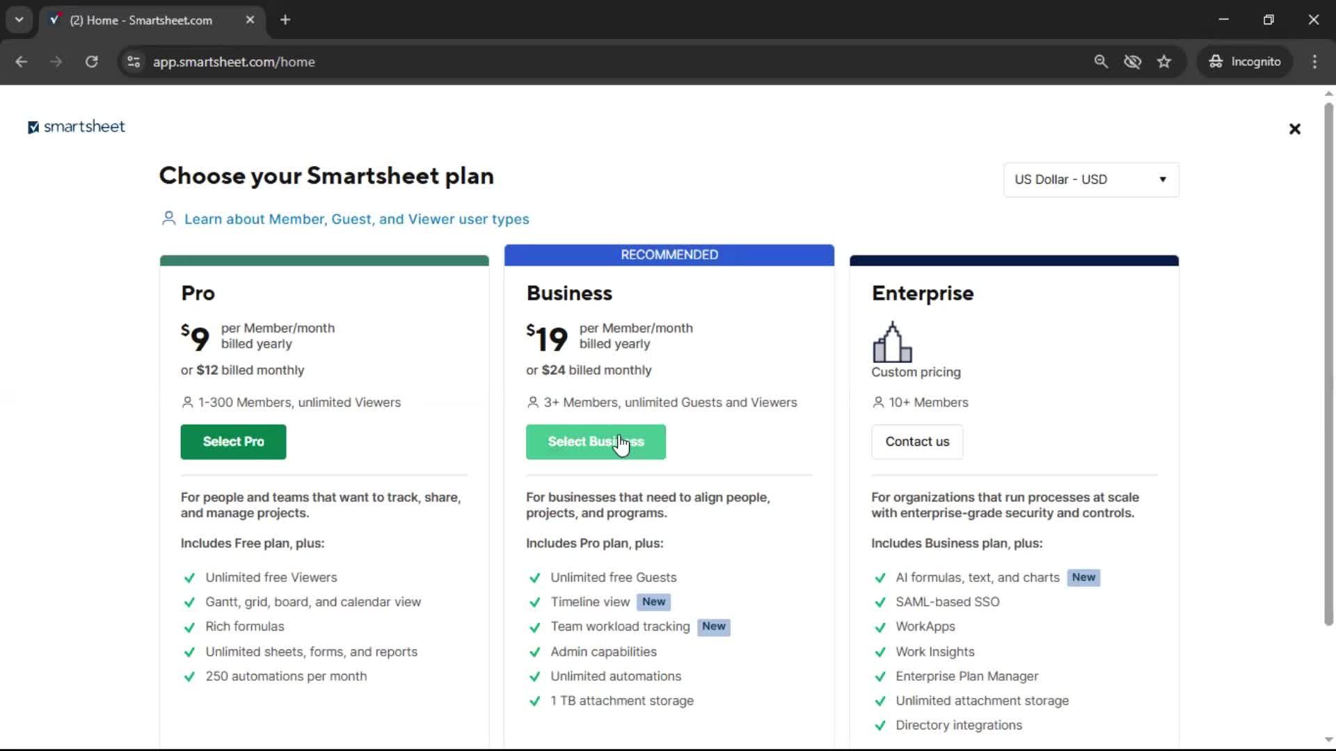 Upgrading your account screenshot