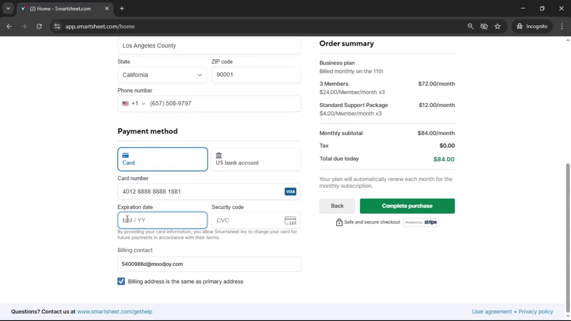 Upgrading your account screenshot