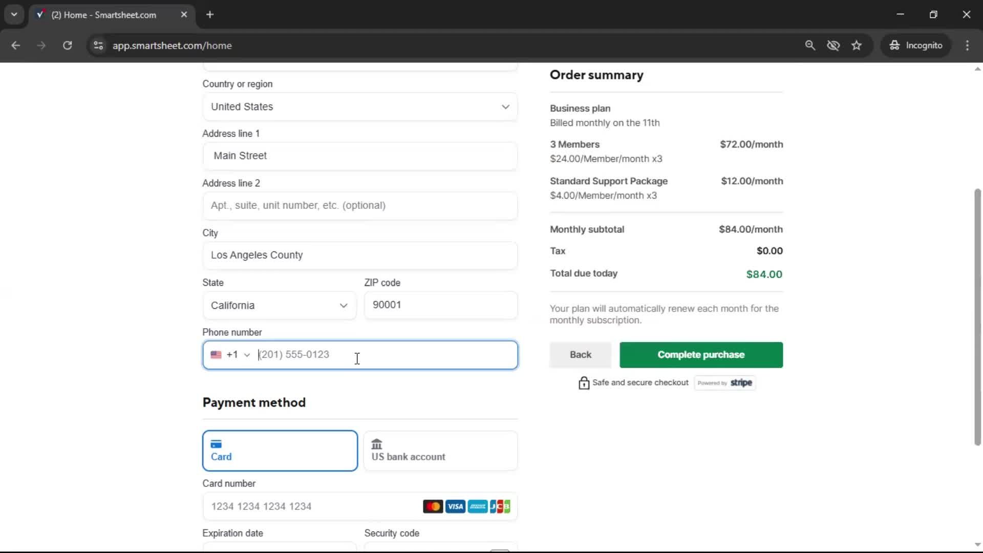 Upgrading your account screenshot