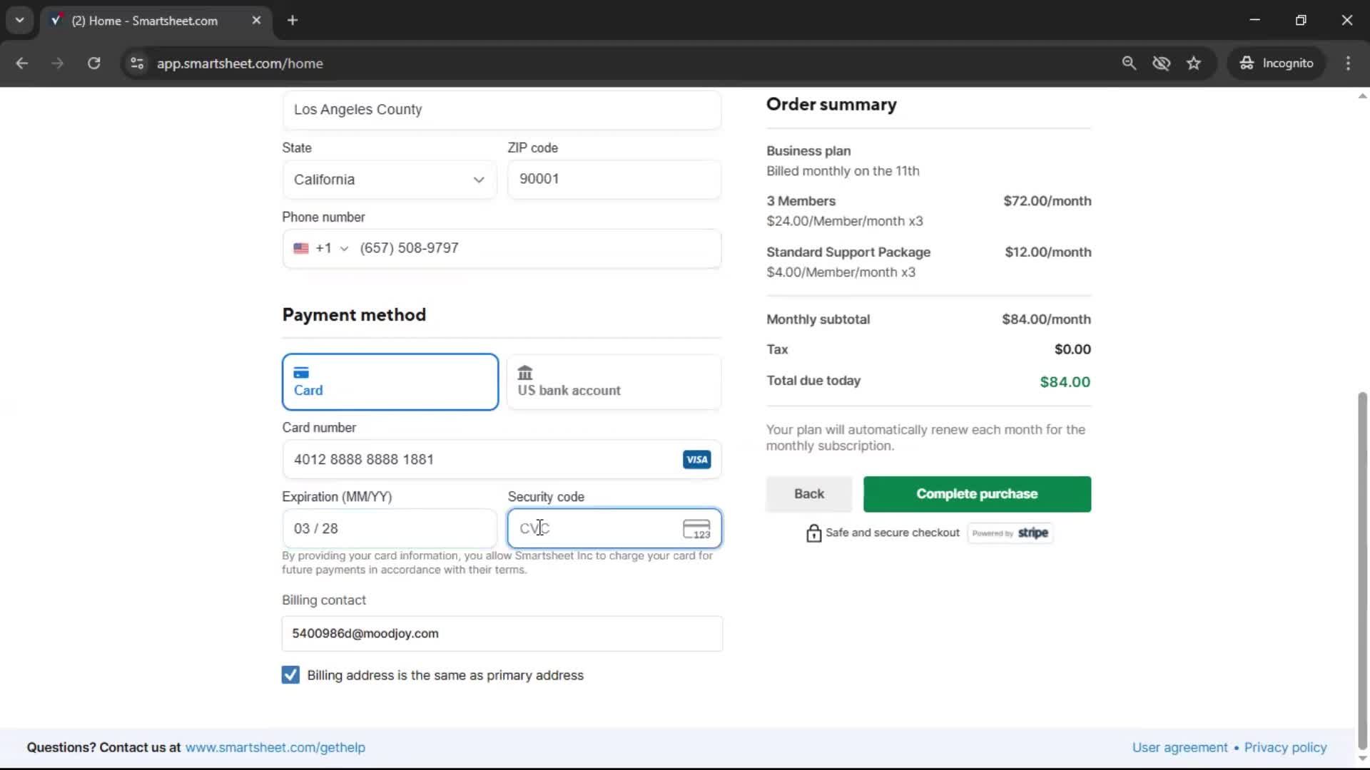 Upgrading your account screenshot