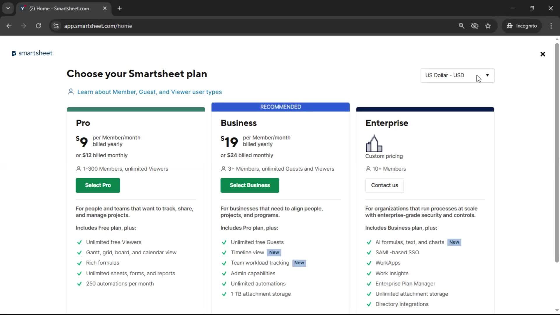 Upgrading your account screenshot