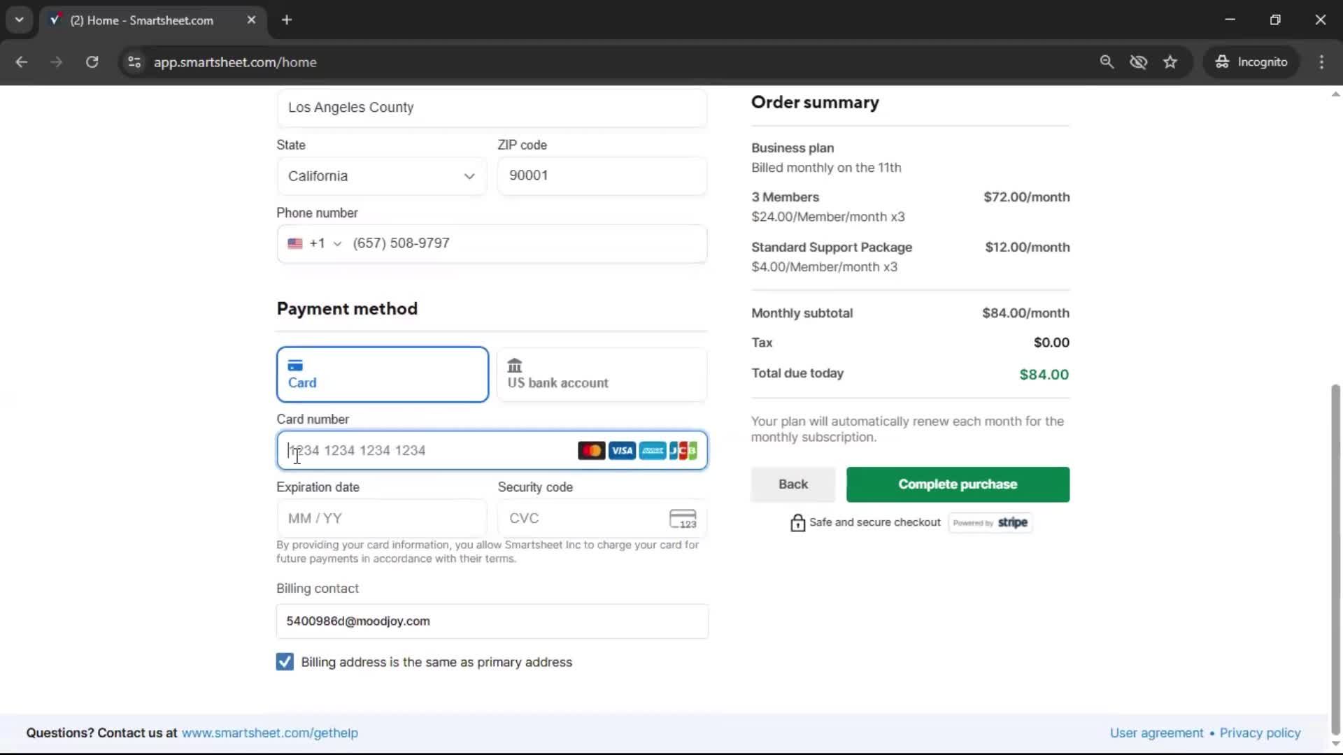 Upgrading your account screenshot