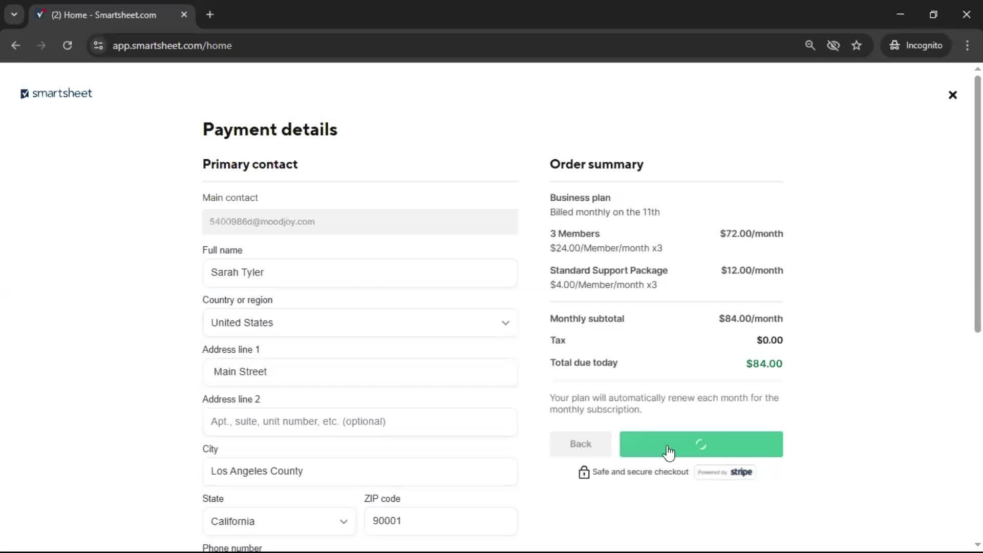 Upgrading your account screenshot