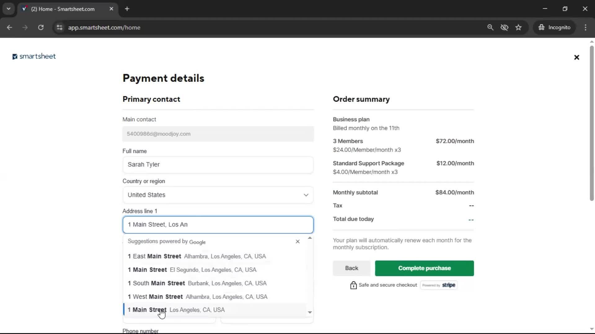 Upgrading your account screenshot
