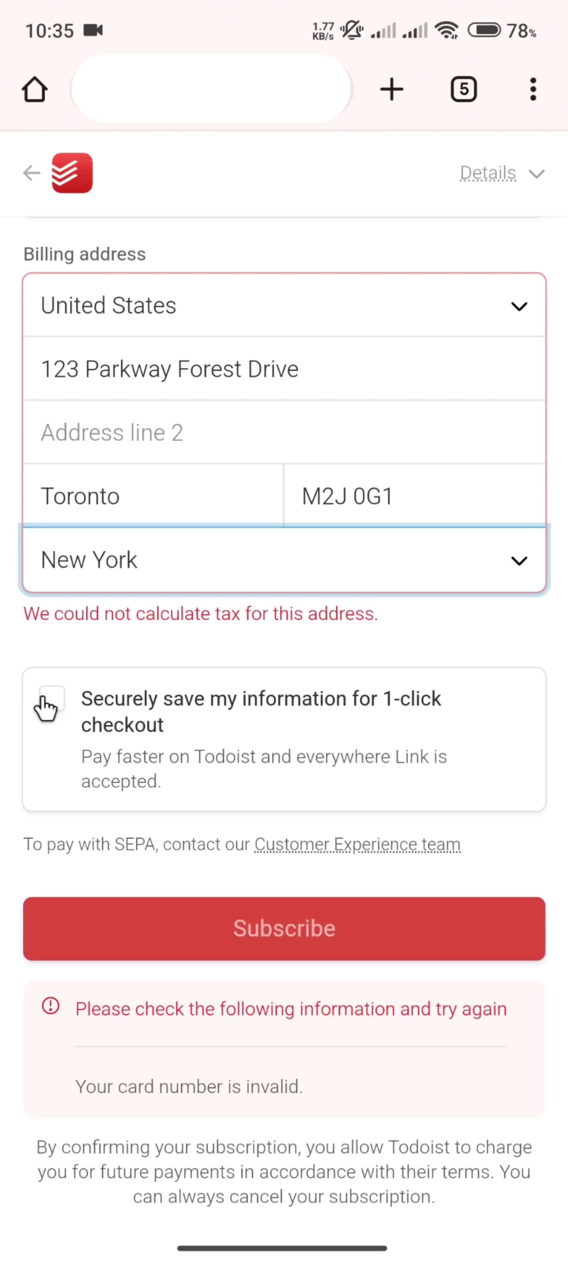 Upgrading your account screenshot