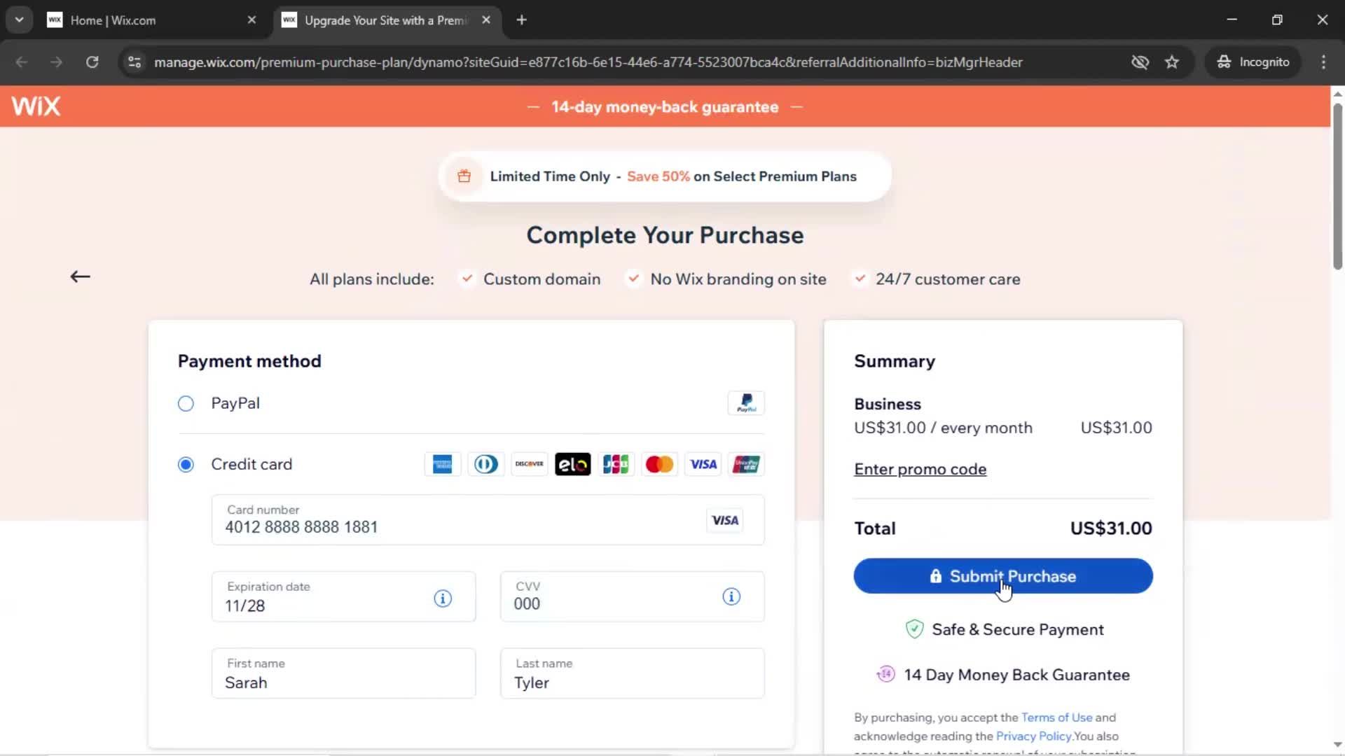 Upgrading your account screenshot