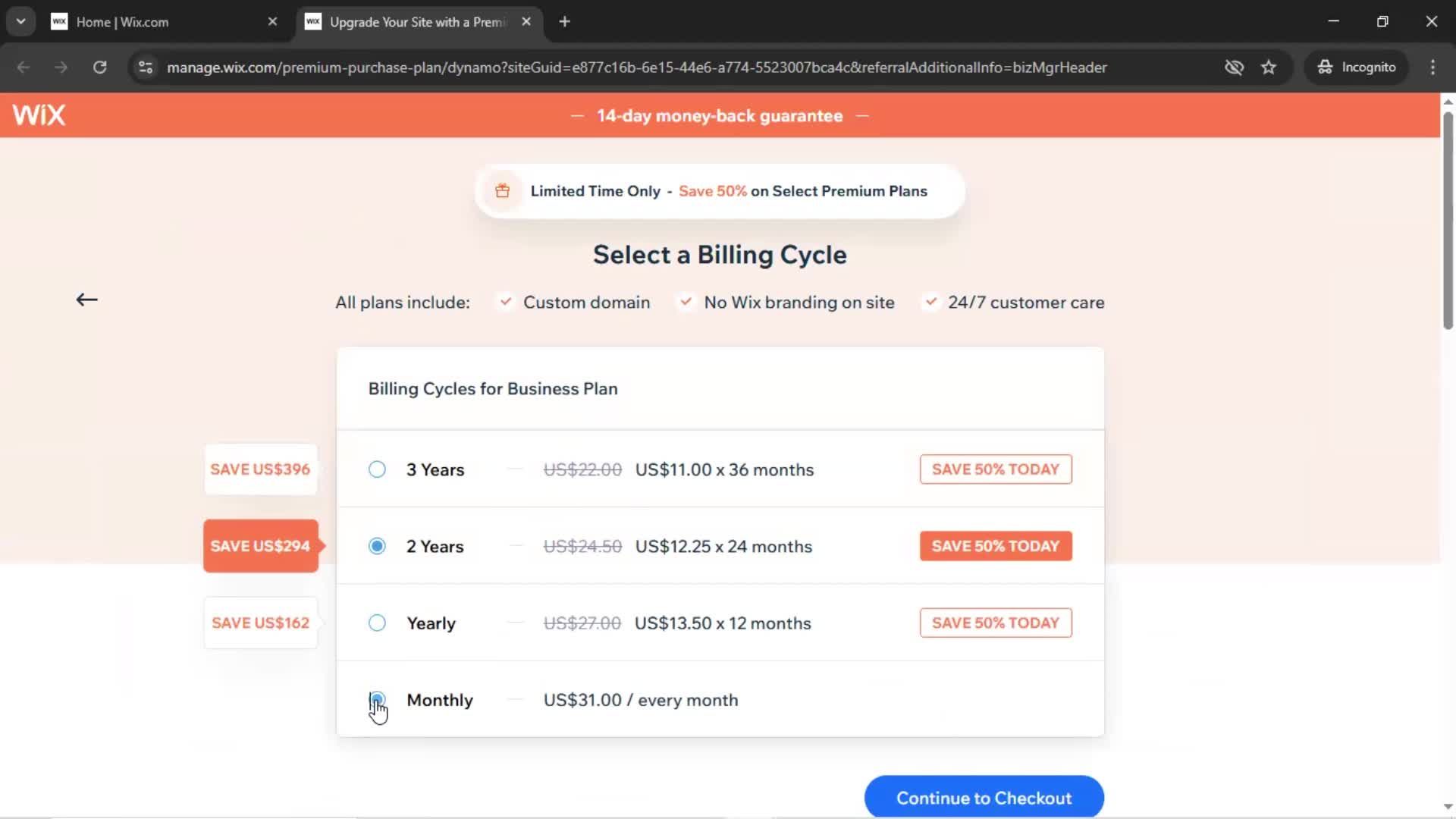 Upgrading your account screenshot