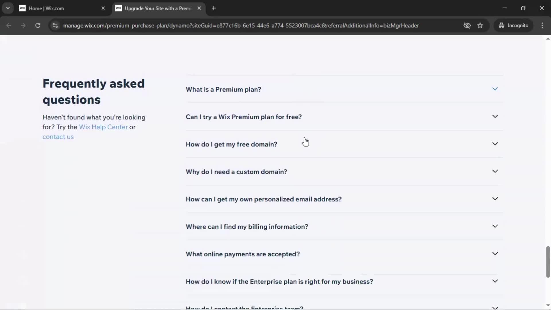 Upgrading your account screenshot