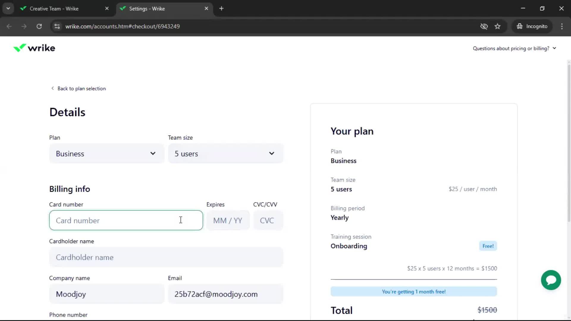 Upgrading your account screenshot