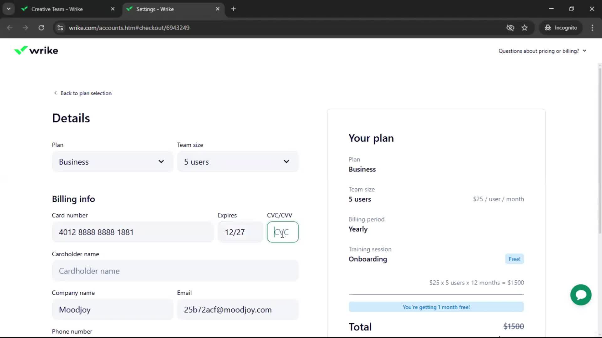 Upgrading your account screenshot
