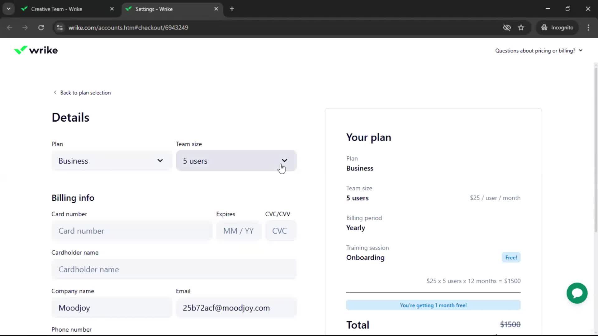 Upgrading your account screenshot