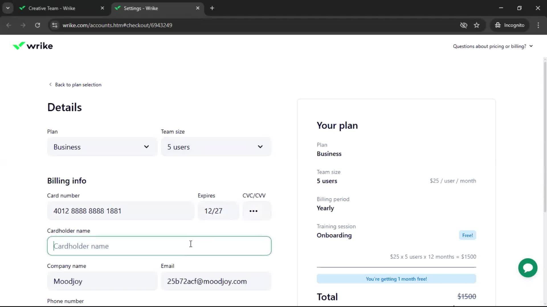 Upgrading your account screenshot