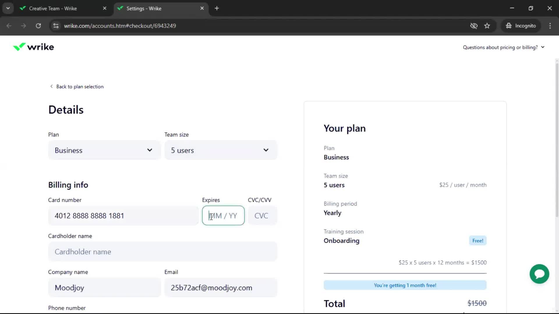 Upgrading your account screenshot
