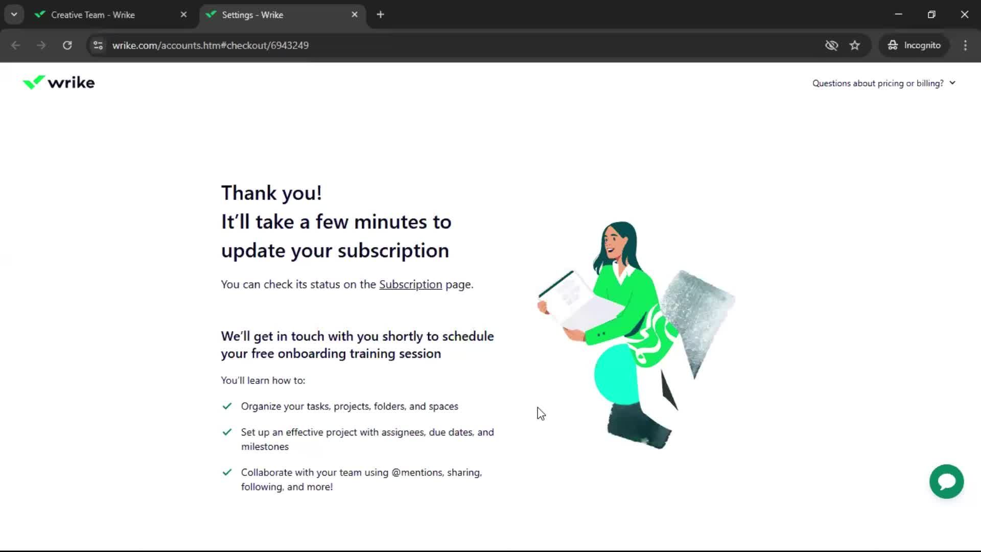 Upgrading your account screenshot
