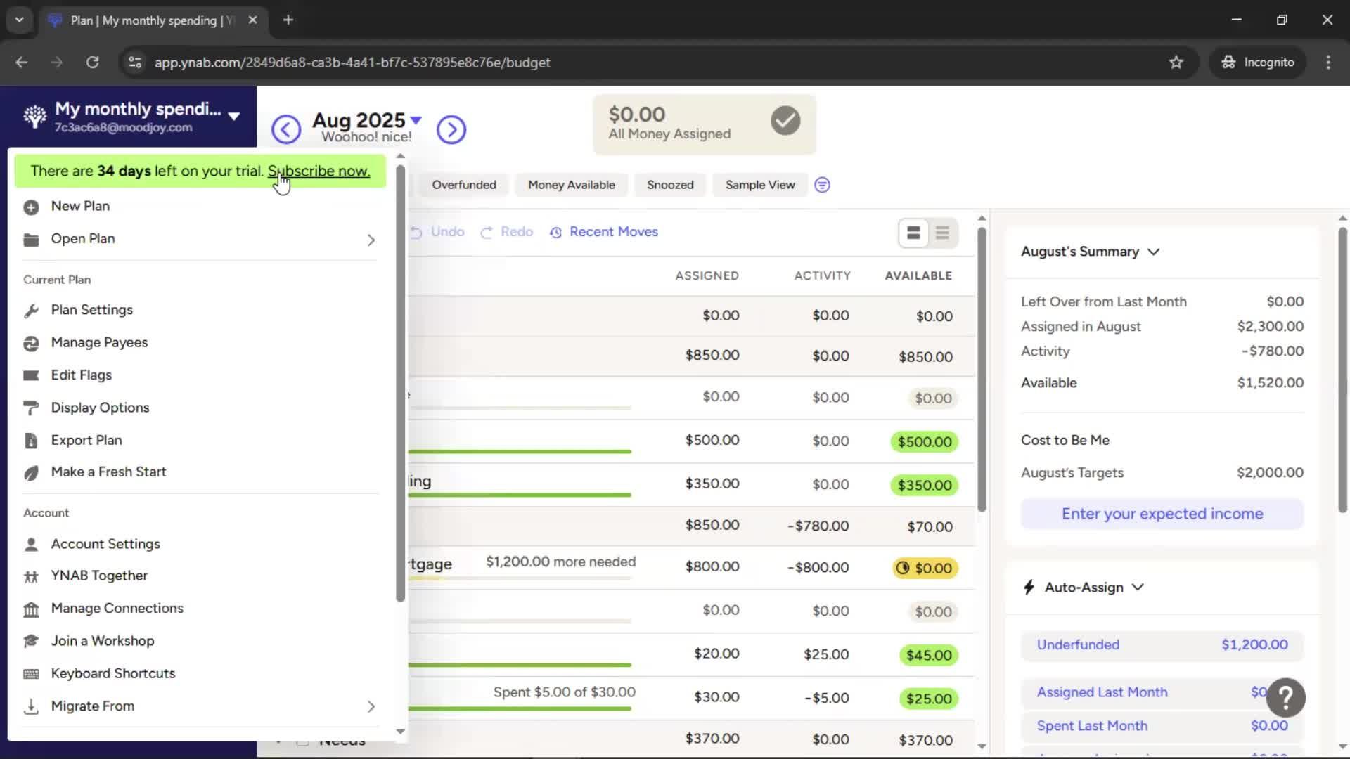 Upgrading your account screenshot