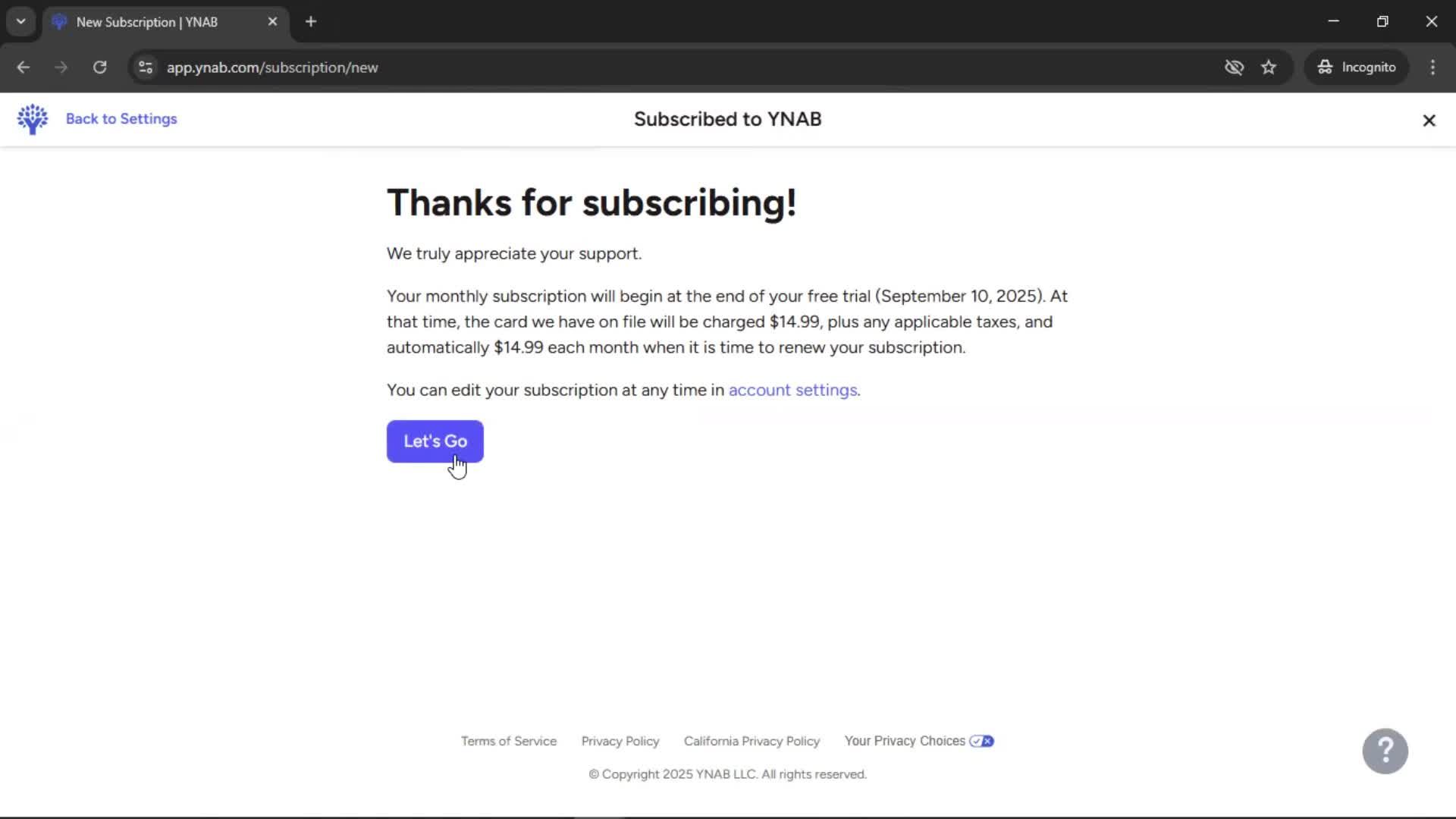 Upgrading your account screenshot