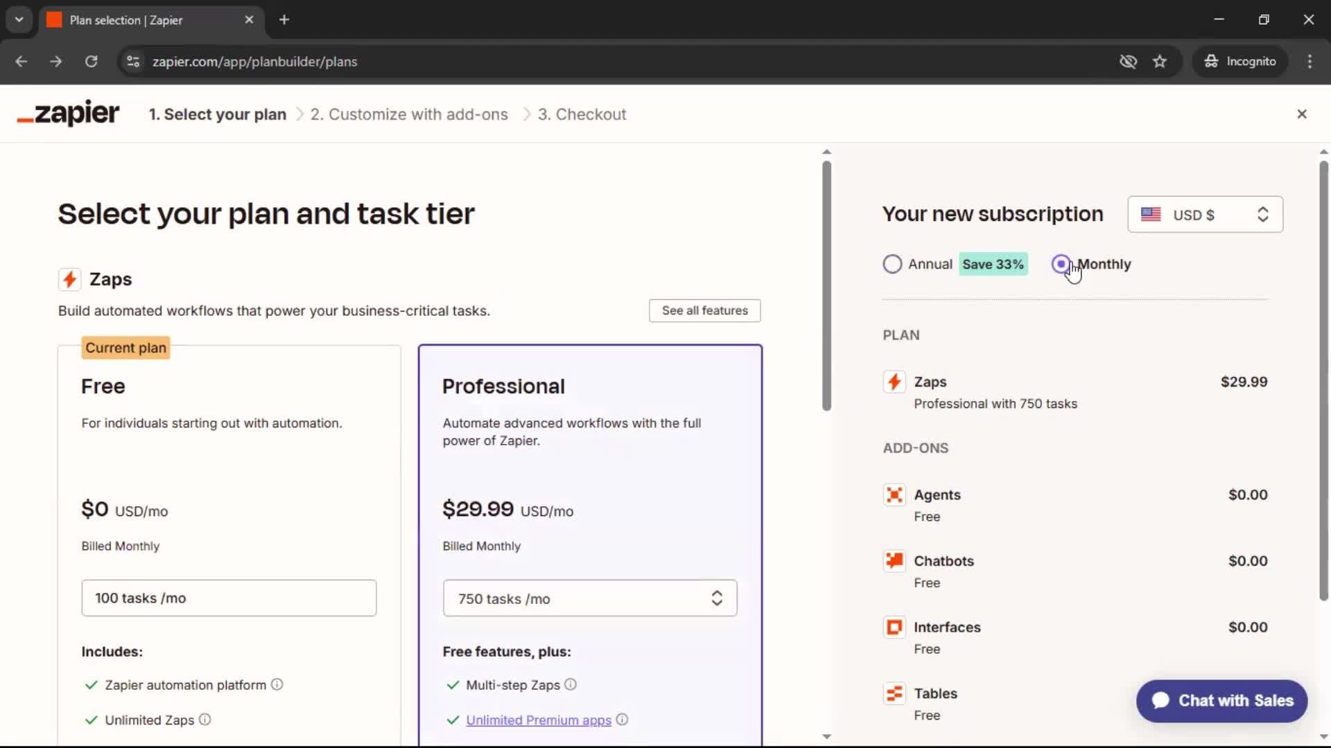 Upgrading your account screenshot