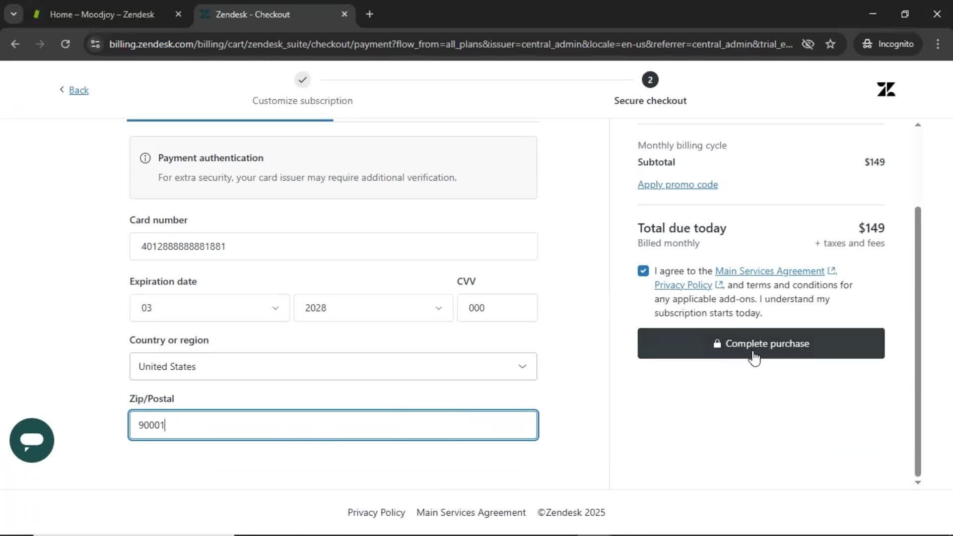 Upgrading your account screenshot