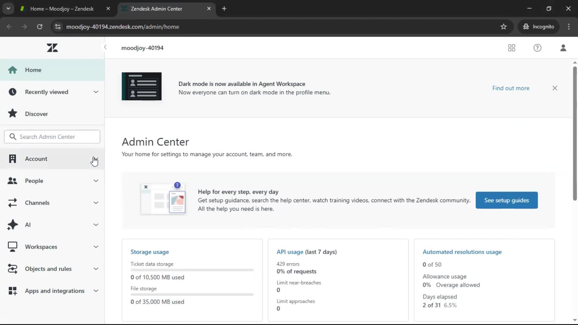 Upgrading your account screenshot