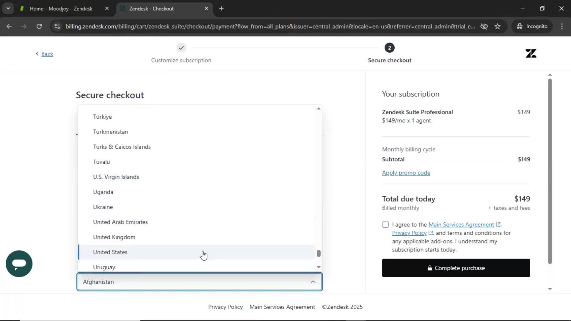 Upgrading your account screenshot