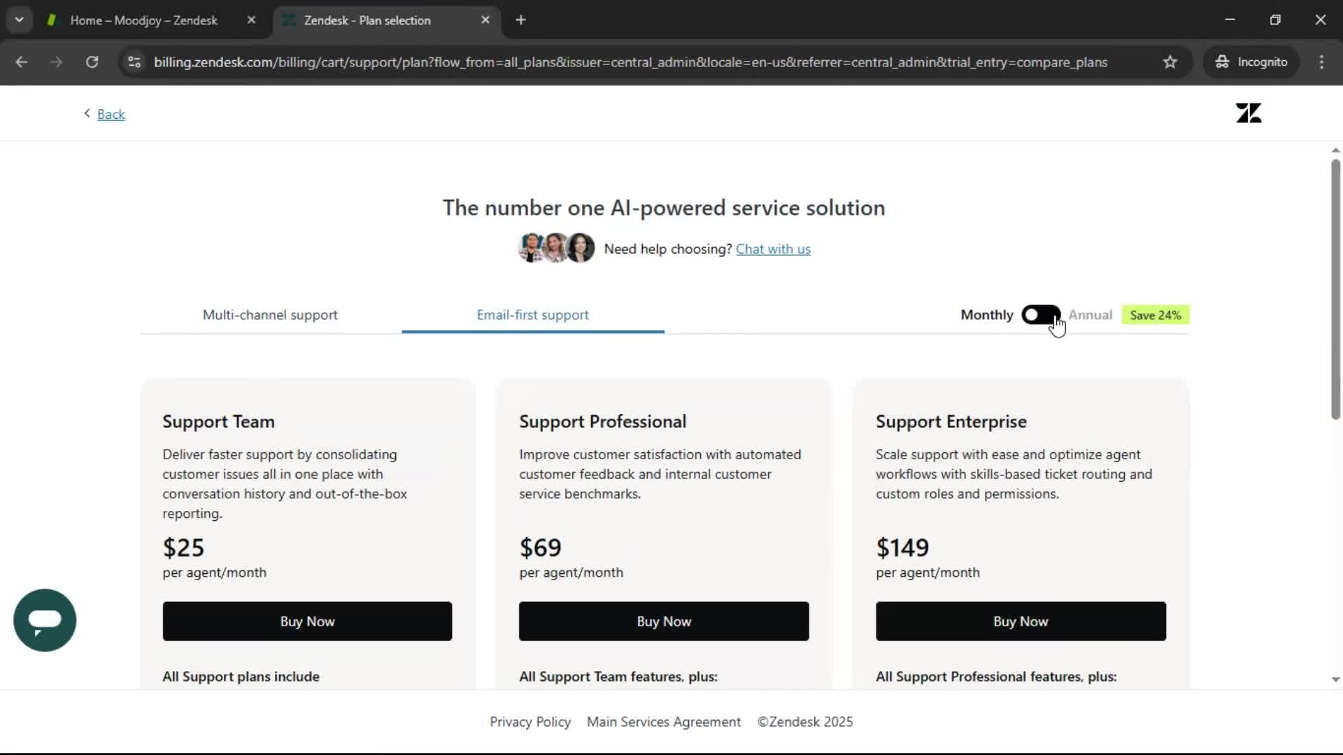 Upgrading your account screenshot