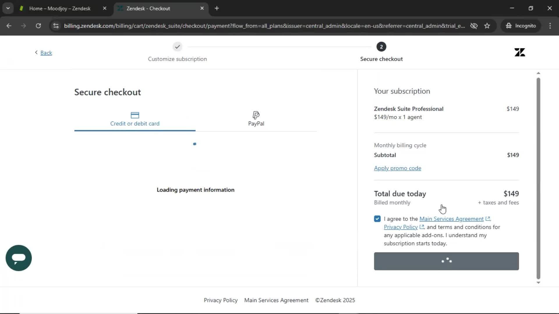 Upgrading your account screenshot