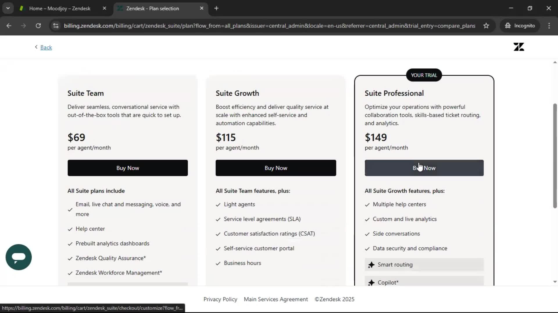 Upgrading your account screenshot