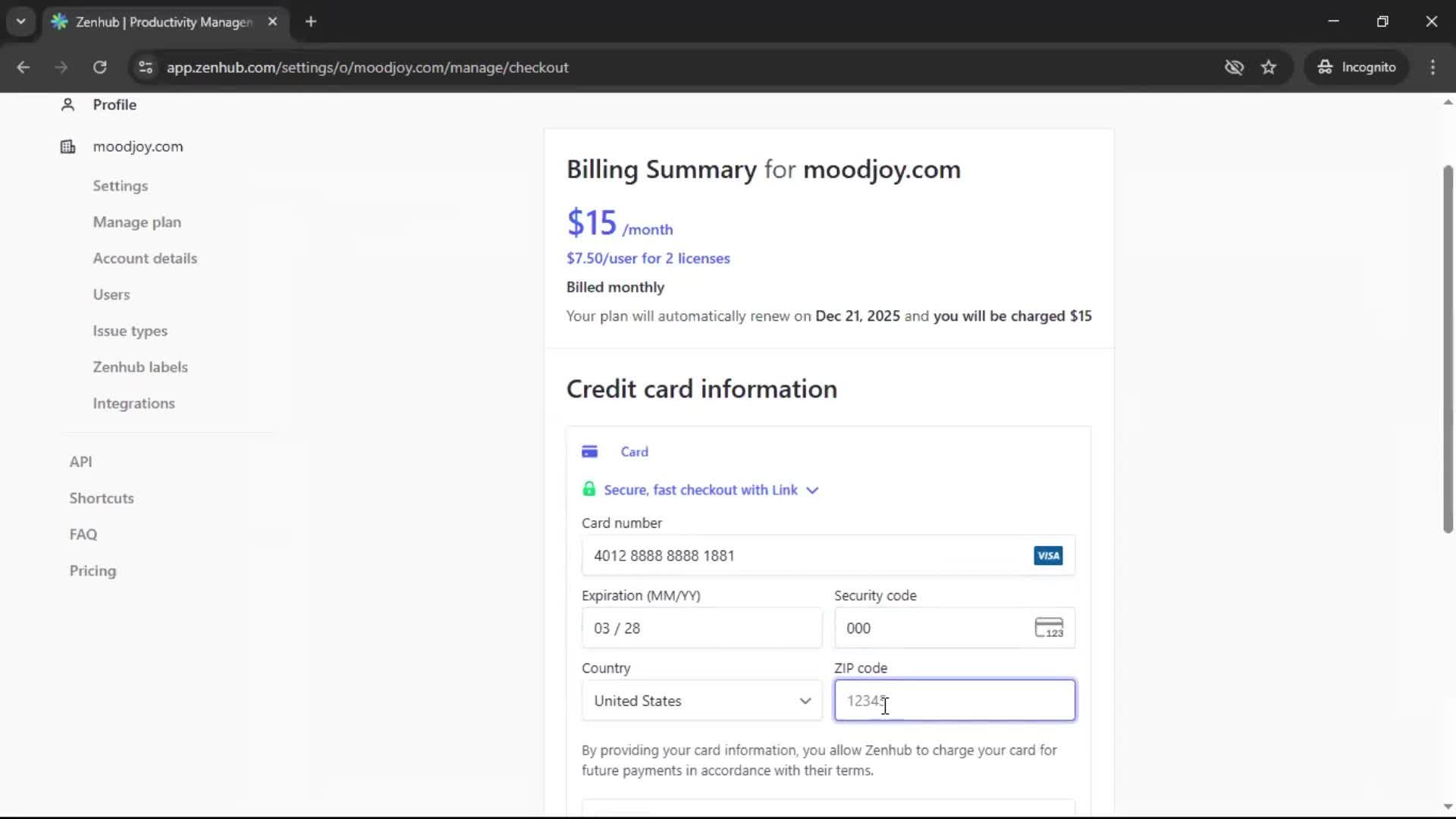Upgrading your account screenshot