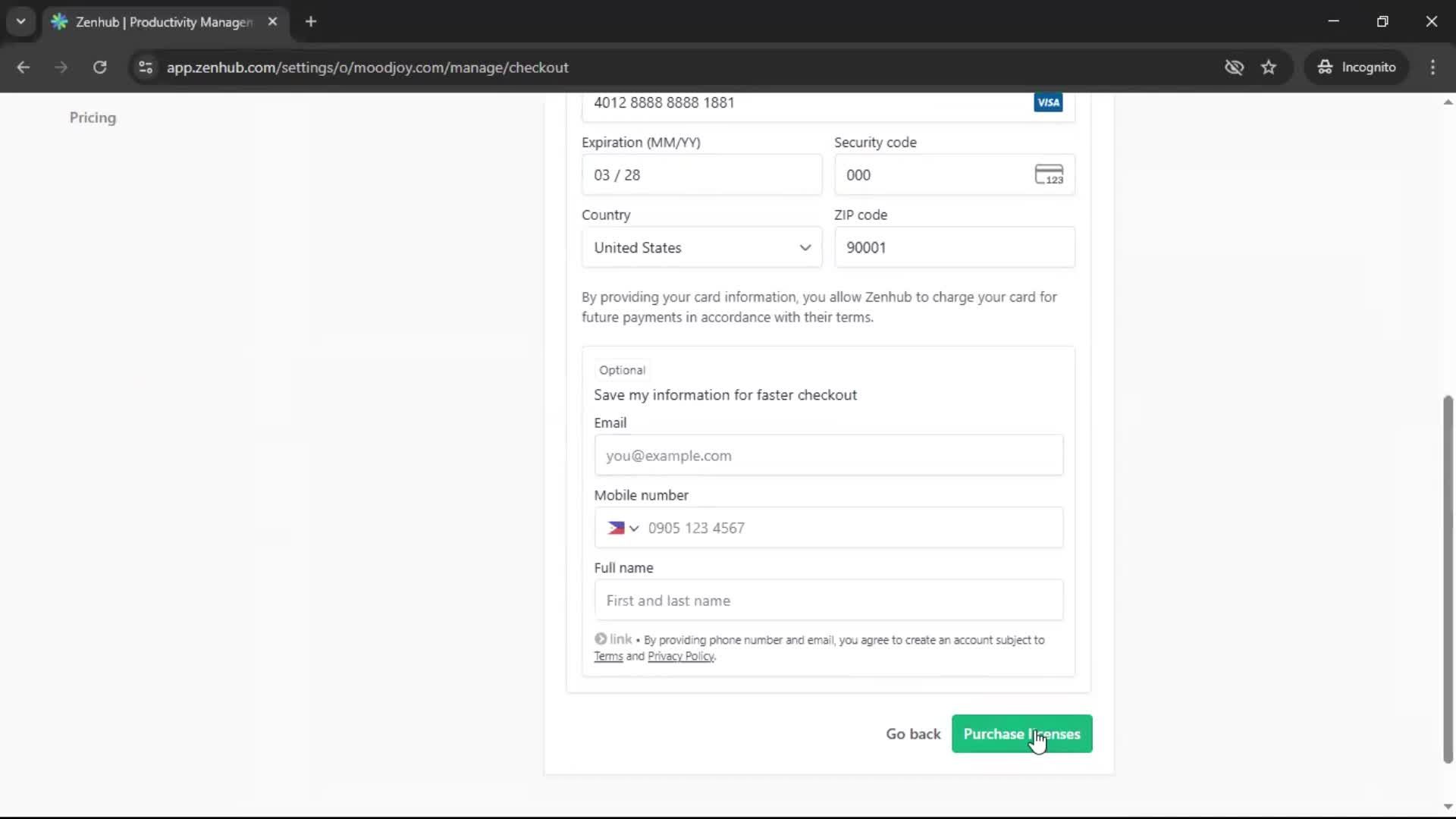 Upgrading your account screenshot