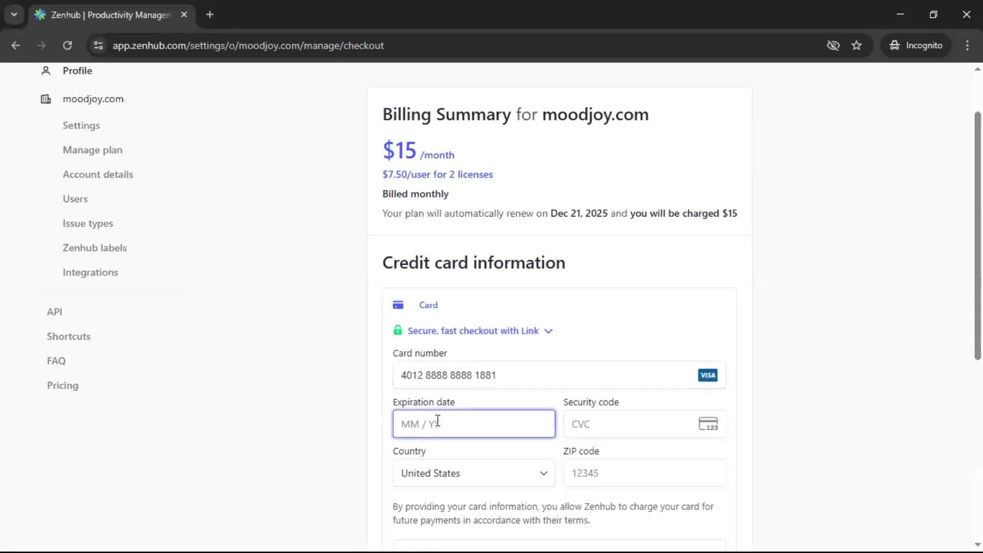 Upgrading your account screenshot