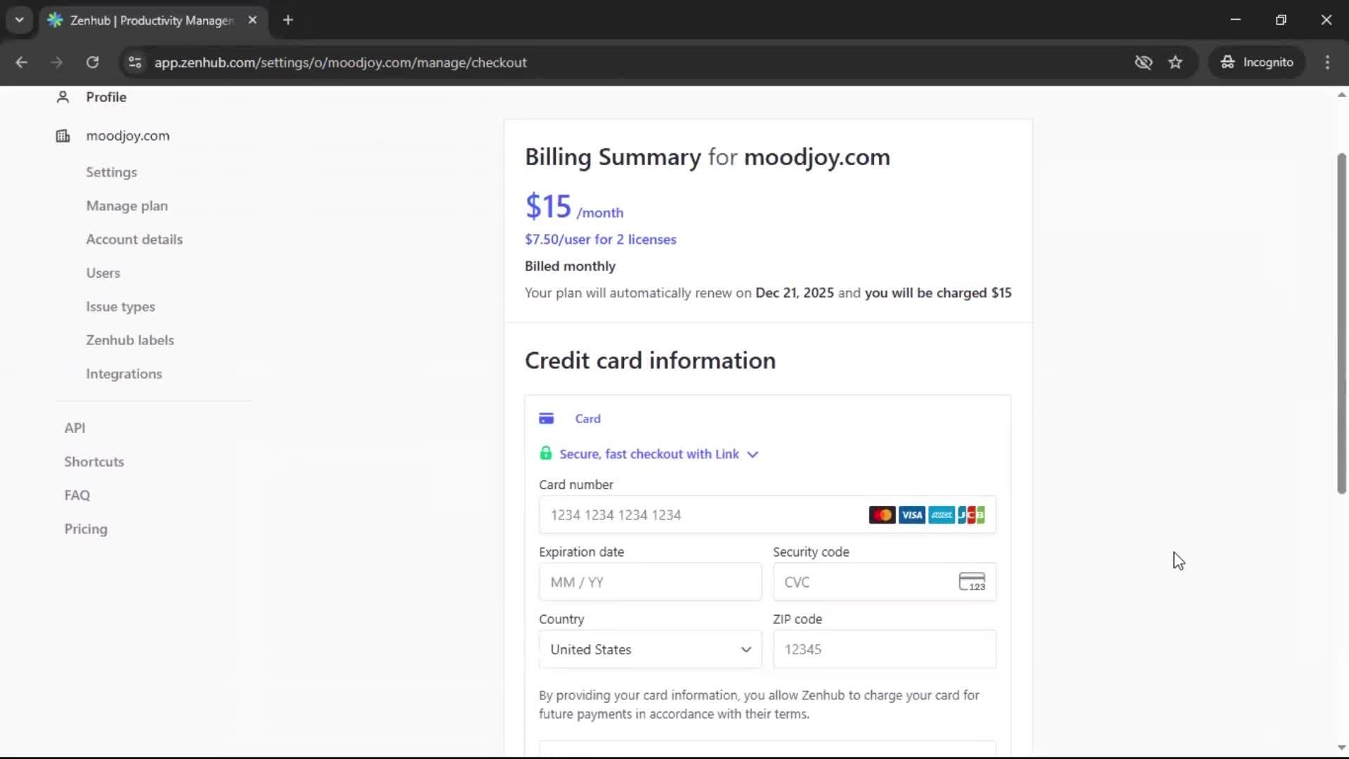 Upgrading your account screenshot