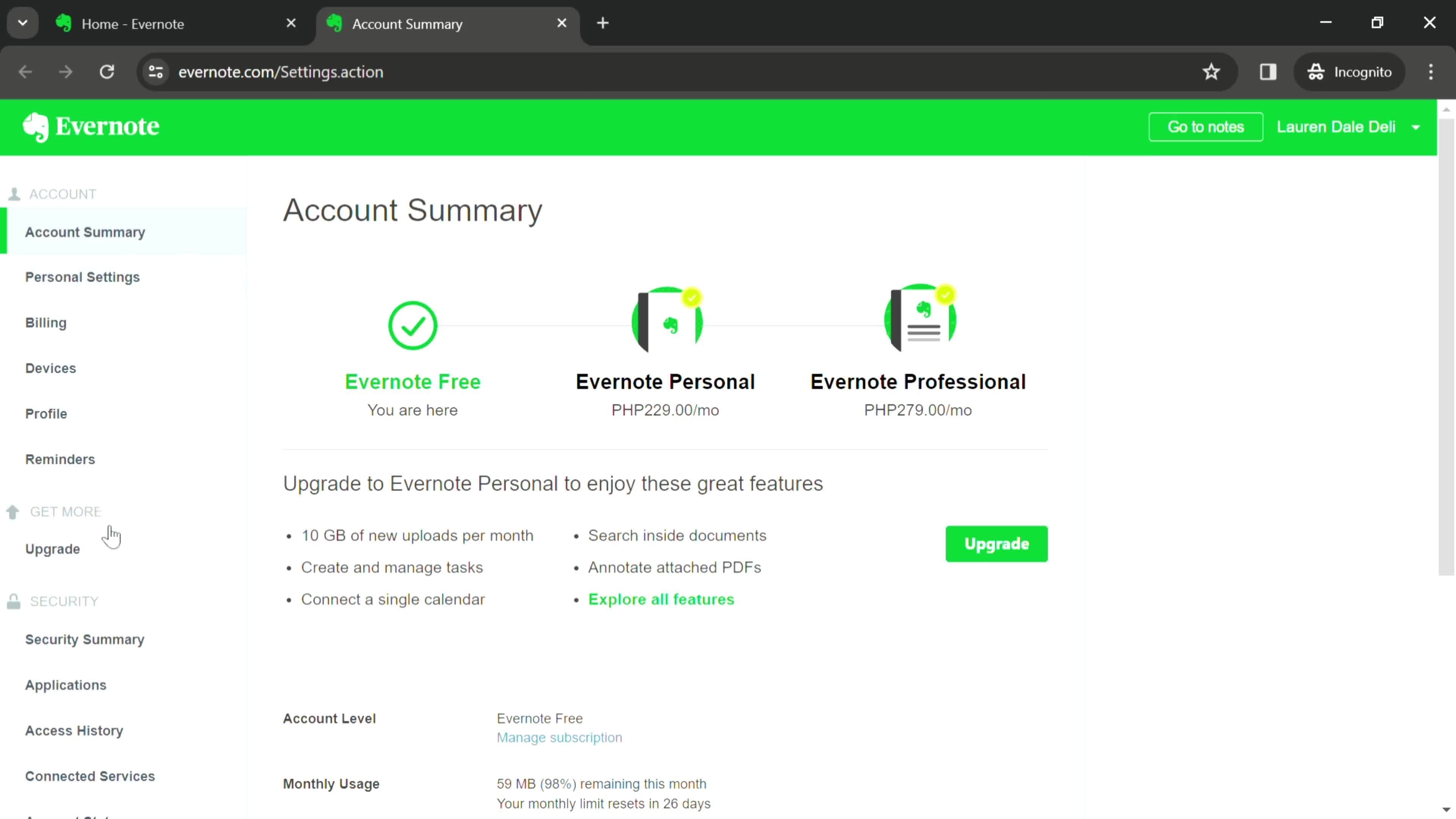 Upgrading your account on Evernote video thumbnail