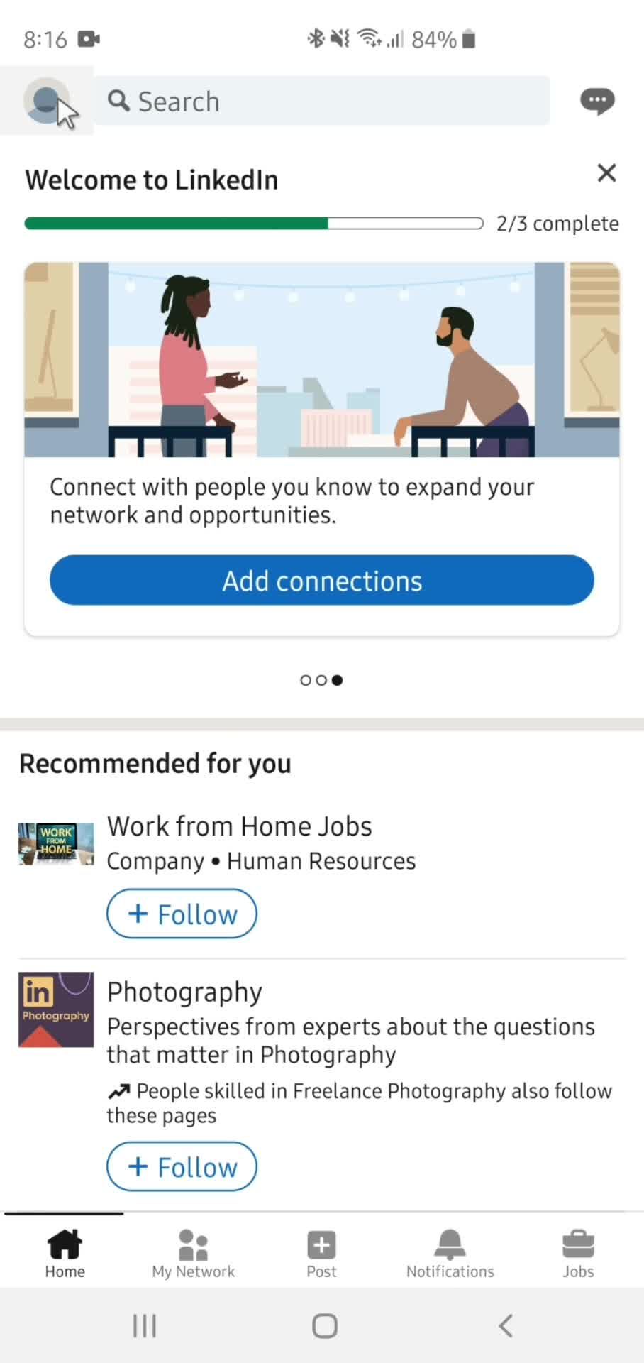 Updating profile picture screenshot
